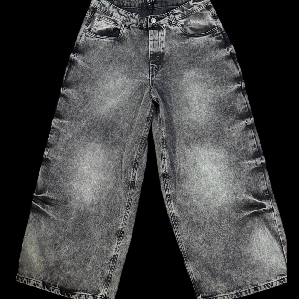 Streetwear Men's Black Acid Wash Jeans